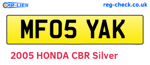 MF05YAK are the vehicle registration plates.
