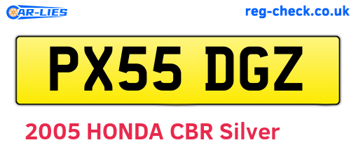 PX55DGZ are the vehicle registration plates.