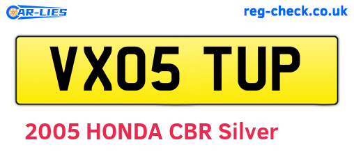 VX05TUP are the vehicle registration plates.