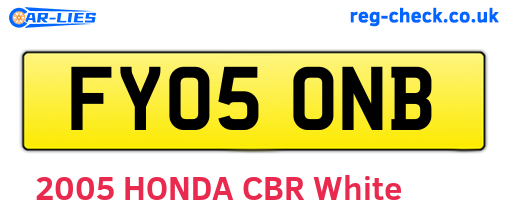 FY05ONB are the vehicle registration plates.