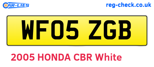 WF05ZGB are the vehicle registration plates.