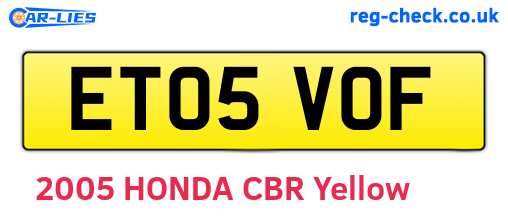 ET05VOF are the vehicle registration plates.