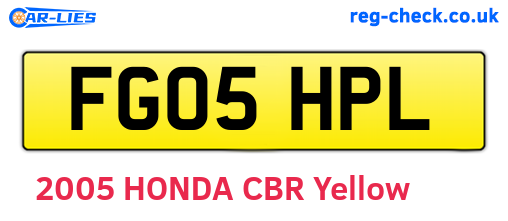 FG05HPL are the vehicle registration plates.