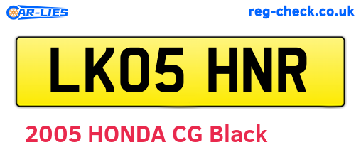 LK05HNR are the vehicle registration plates.
