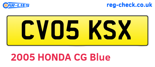 CV05KSX are the vehicle registration plates.