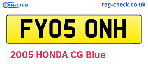 FY05ONH are the vehicle registration plates.