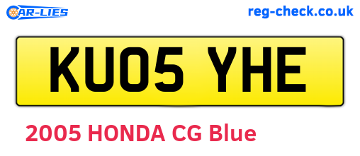 KU05YHE are the vehicle registration plates.