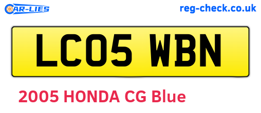 LC05WBN are the vehicle registration plates.