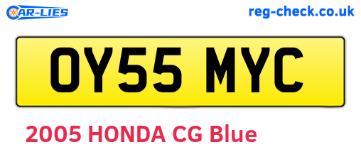 OY55MYC are the vehicle registration plates.