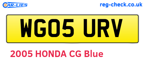 WG05URV are the vehicle registration plates.