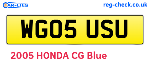 WG05USU are the vehicle registration plates.