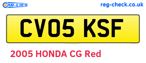 CV05KSF are the vehicle registration plates.