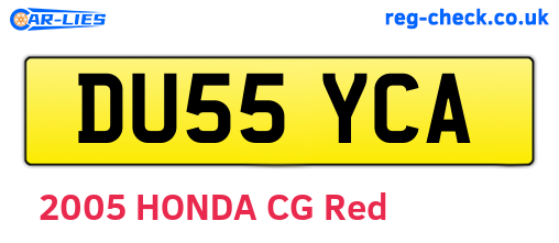 DU55YCA are the vehicle registration plates.