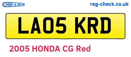LA05KRD are the vehicle registration plates.