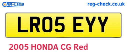 LR05EYY are the vehicle registration plates.