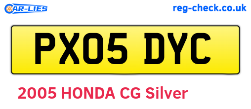 PX05DYC are the vehicle registration plates.