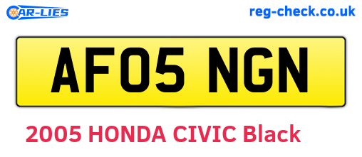 AF05NGN are the vehicle registration plates.
