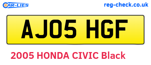 AJ05HGF are the vehicle registration plates.