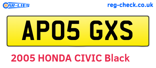 AP05GXS are the vehicle registration plates.