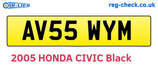AV55WYM are the vehicle registration plates.