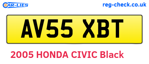 AV55XBT are the vehicle registration plates.
