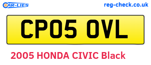 CP05OVL are the vehicle registration plates.