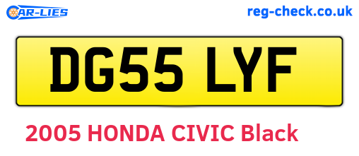 DG55LYF are the vehicle registration plates.