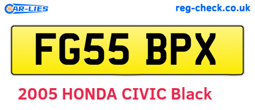 FG55BPX are the vehicle registration plates.