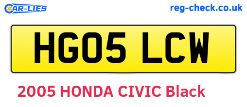 HG05LCW are the vehicle registration plates.