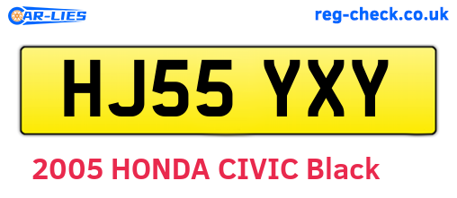 HJ55YXY are the vehicle registration plates.