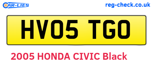 HV05TGO are the vehicle registration plates.