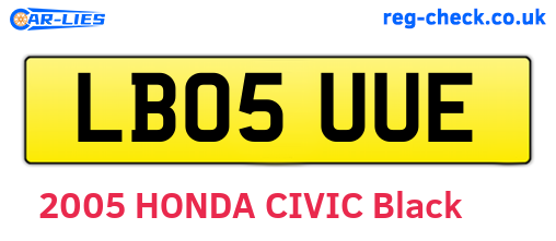 LB05UUE are the vehicle registration plates.