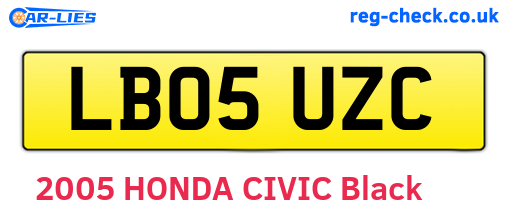 LB05UZC are the vehicle registration plates.