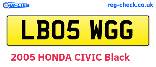 LB05WGG are the vehicle registration plates.