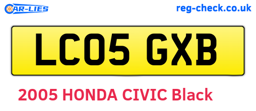 LC05GXB are the vehicle registration plates.