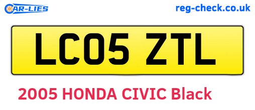 LC05ZTL are the vehicle registration plates.