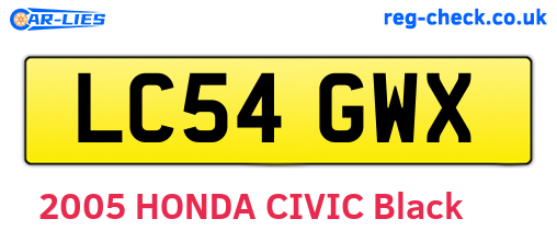 LC54GWX are the vehicle registration plates.