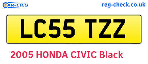 LC55TZZ are the vehicle registration plates.