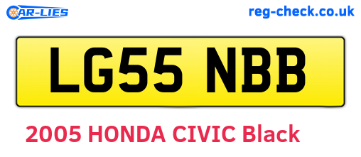 LG55NBB are the vehicle registration plates.