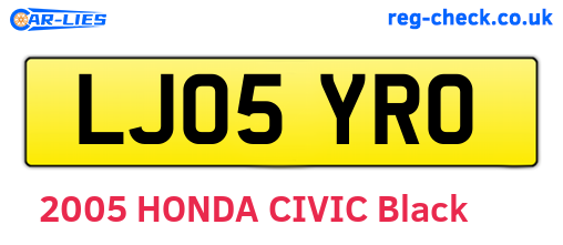 LJ05YRO are the vehicle registration plates.