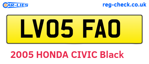 LV05FAO are the vehicle registration plates.