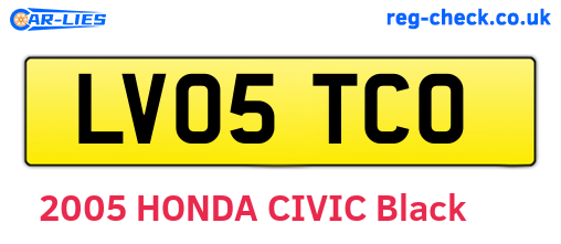 LV05TCO are the vehicle registration plates.