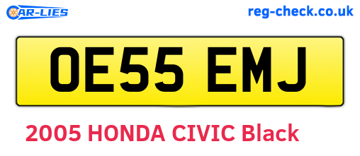 OE55EMJ are the vehicle registration plates.