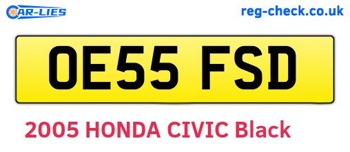 OE55FSD are the vehicle registration plates.