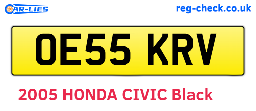 OE55KRV are the vehicle registration plates.