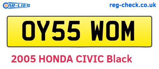 OY55WOM are the vehicle registration plates.
