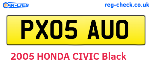 PX05AUO are the vehicle registration plates.