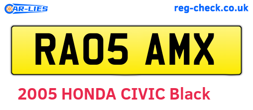 RA05AMX are the vehicle registration plates.