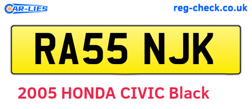 RA55NJK are the vehicle registration plates.
