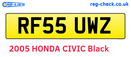 RF55UWZ are the vehicle registration plates.